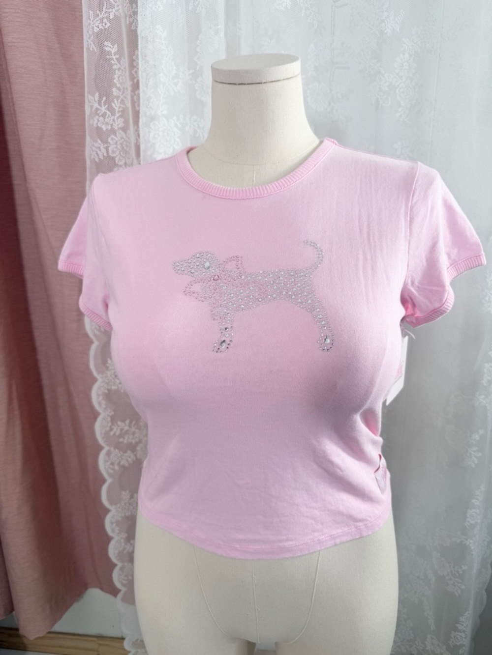PINK X Love Shack Fancy tee with sequins Bin#1